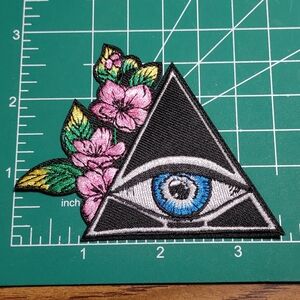 2/$10 Embroidered All Seeing Eye and Floral Patch